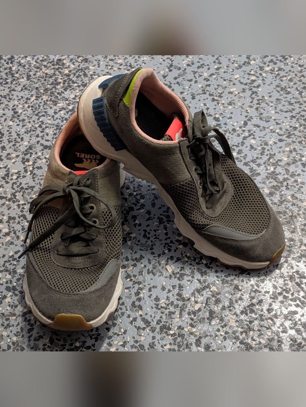 Sorel Kinetic Lite Lace Up Sneaker Shoes Womens Green 9.5